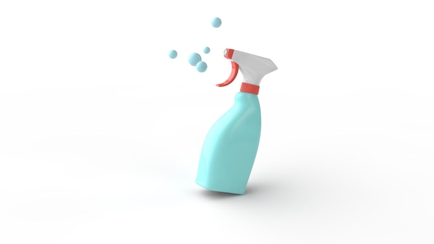 Photo spray bottle and bubble on a white background 3d illustration