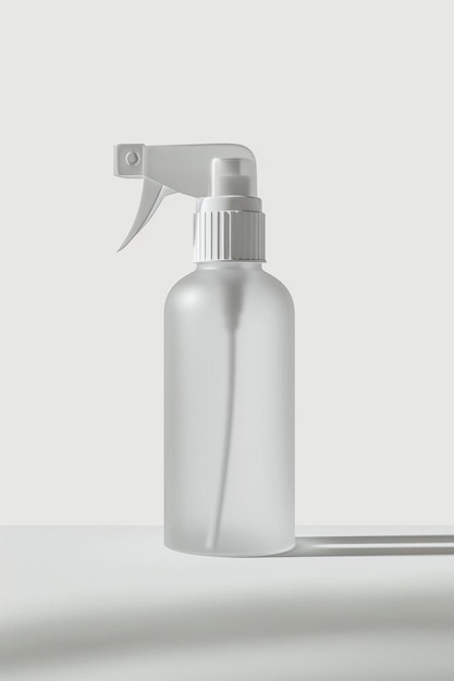 a spray bottle with a white sprayer on a white surface