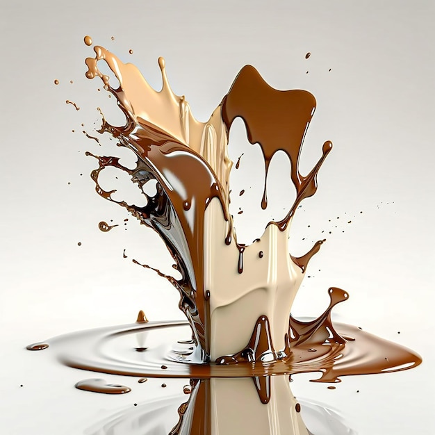 Spray of coffee and milk on a light background A surge of liquid Generative AI