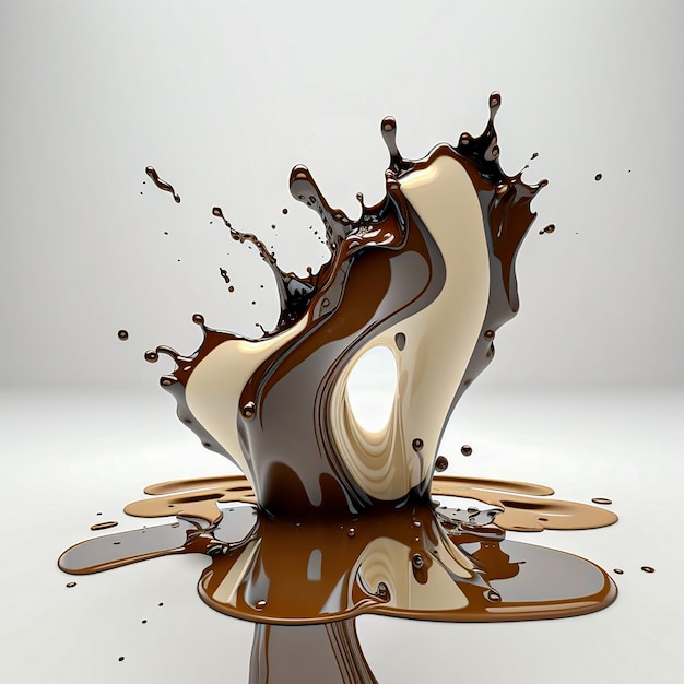 Spray of coffee and milk on a light background A surge of liquid Generative AI