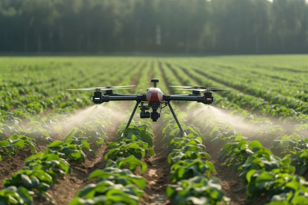 Spraying agricultural chemicals from a drone in the field Generative AI