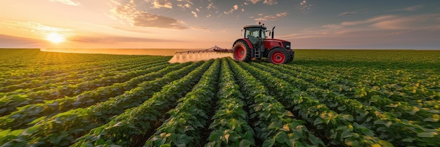 Spraying herbicides on a soybean field using a tractor Generative Ai