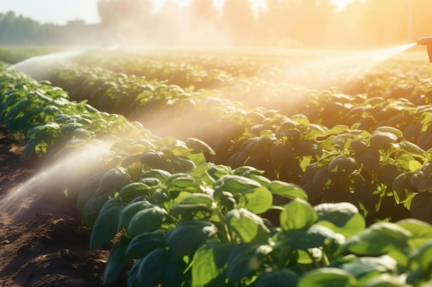 Spraying pesticide onto potato Nature vermin equipment control Generate AI