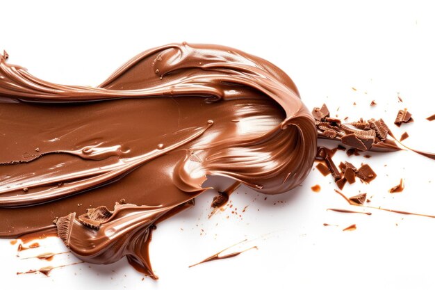 spread chocolate on white background