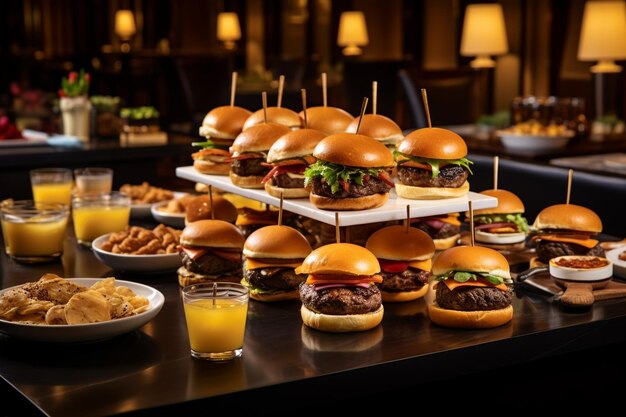 A spread of gourmet sliders with unique flavor combinations