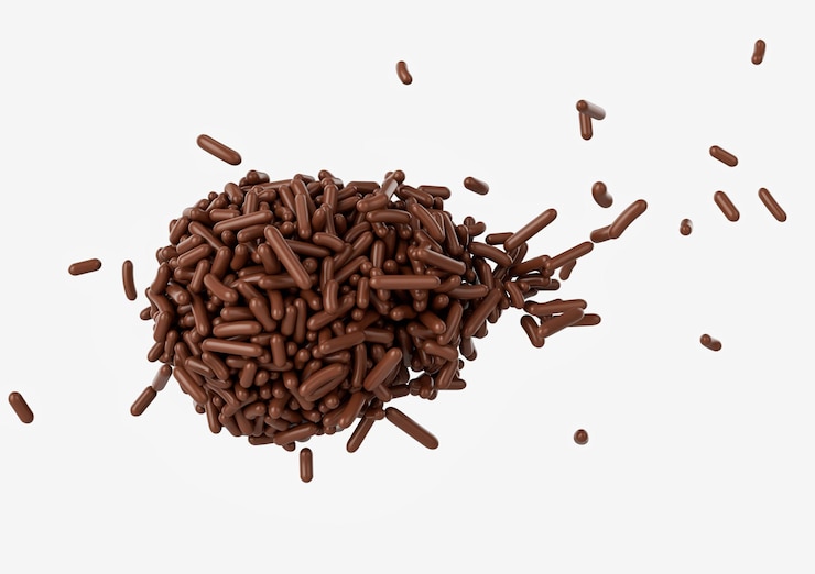 Spread Out Brigadeiro Brazilian Dessert Ball Made Of Chocolate Sprinkles or Meises 3D Illustration