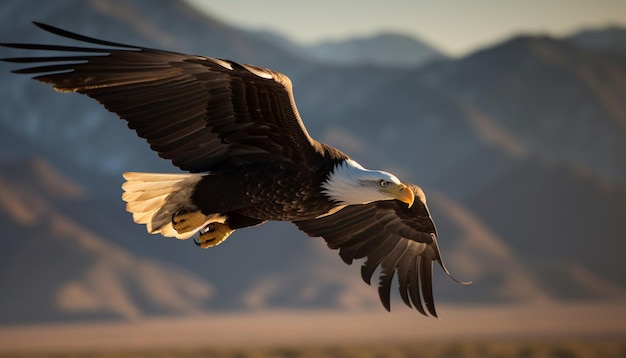 Spread wings full length mid air majestic bald eagle generated by artificial intelligence