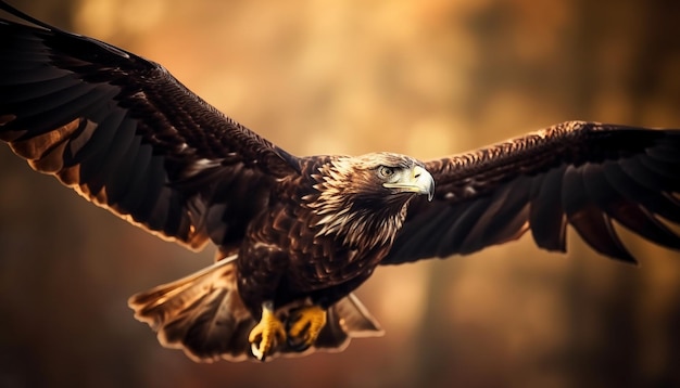 Spread wings majestic bird of prey soars generated by AI