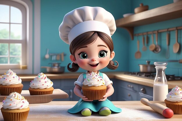 Photo spreading joy with sweetness the cute cupcake baker