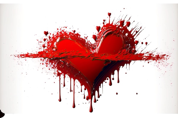 Распространение красной краской сердца, изолированные на белом фоне День святого Валентина