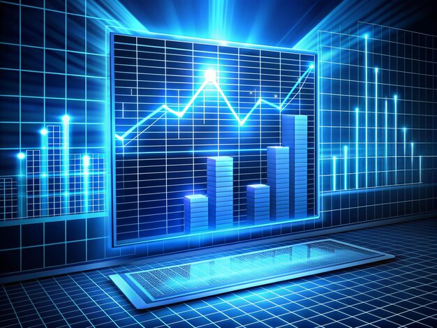 Photo spreadsheet business charts illustration illustration of spreadsheet data and business charts in glowing wireframe style