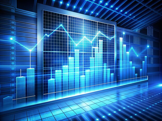 Photo spreadsheet business charts illustration illustration of spreadsheet data and business charts in glowing wireframe style