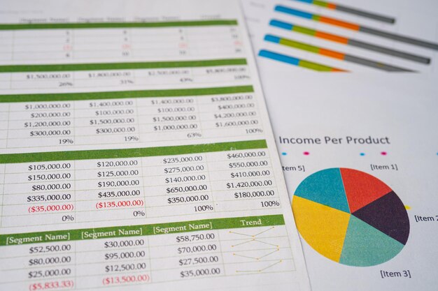 사진 스프레드시트 테이블 페이퍼 (그래프 페이퍼) 금융 개발 은행 계좌 통계 투자 분석 연구 데이터 경제 거래 사무실 보고 사업 회사 회의 개념