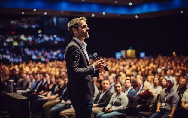 Spreker op een zakelijke conferentie en presentatie