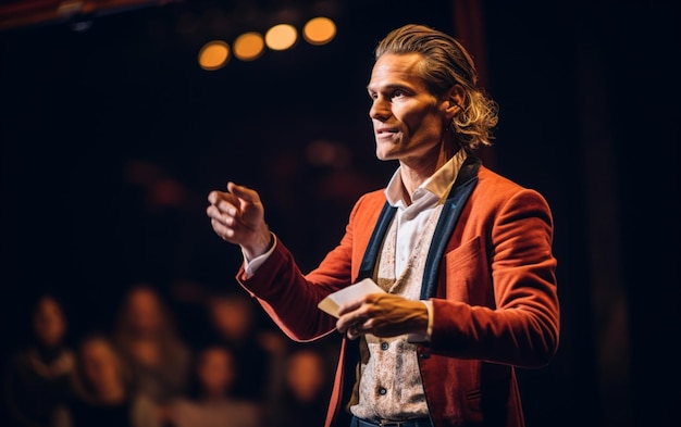 Spreker op een zakelijke conferentie en presentatie