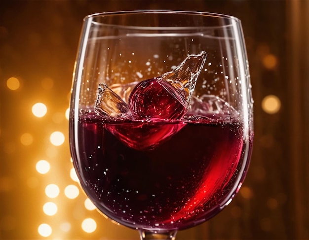Sprenkels wijn vliegen rond een glas.