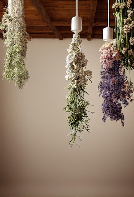 Photo sprigs of lavender for creating and decorating dried flowers bouquet