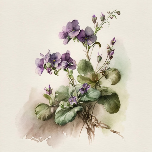 Sprigs of violets, purple, beautiful, vintage