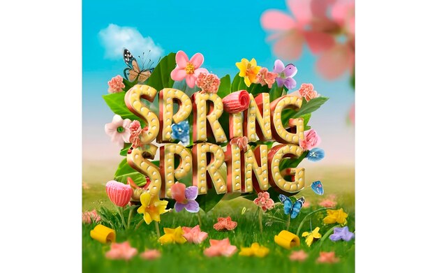 Spring 3d text on spring background