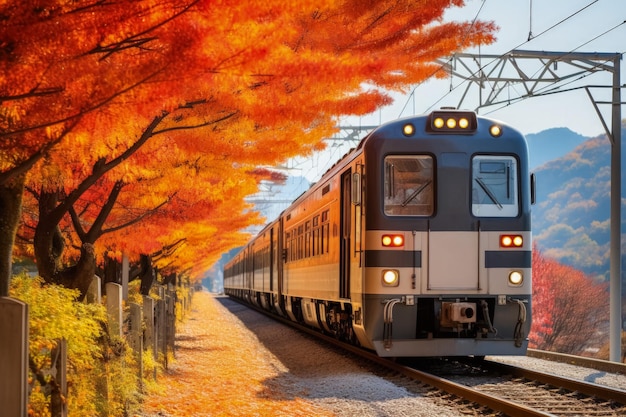 沿線の春と秋の紅葉