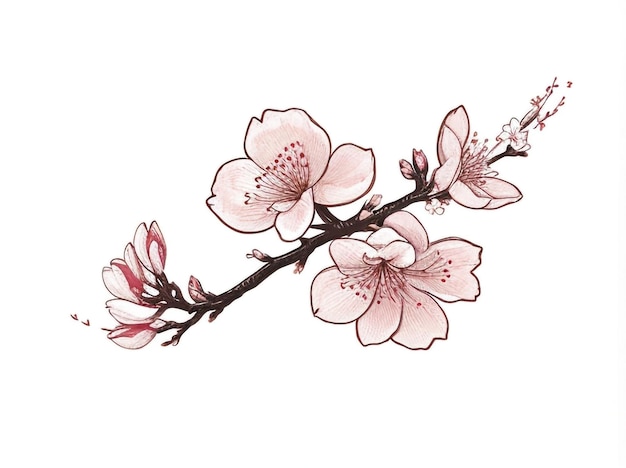 Photo spring awakening cherry flower blossom botanical art