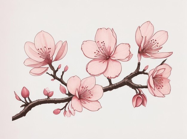 Spring Awakening Cherry Flower Blossom Botanical Art