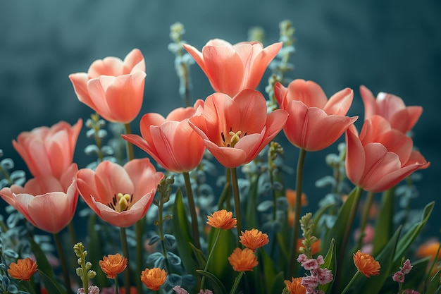 Весна просыпается, рисуя пейзаж яркой палитрой цветов в полном цветении.