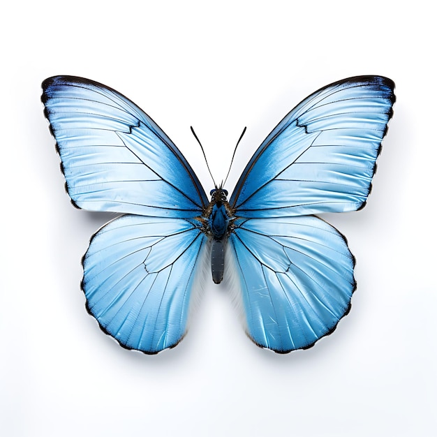 Spring Azure Butterfly With Ethereal Light Blue Win on White Background Beauty Top View shoot