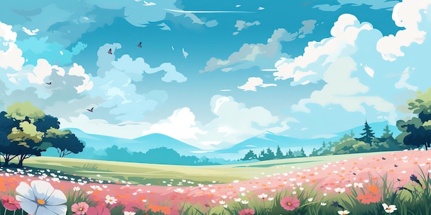 spring background anime style