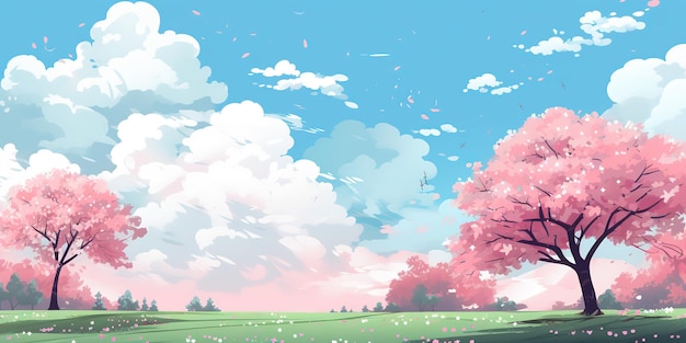 spring background anime style