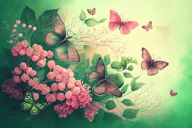 Spring background of flowersBeautiful print for your decor and design Generative ai