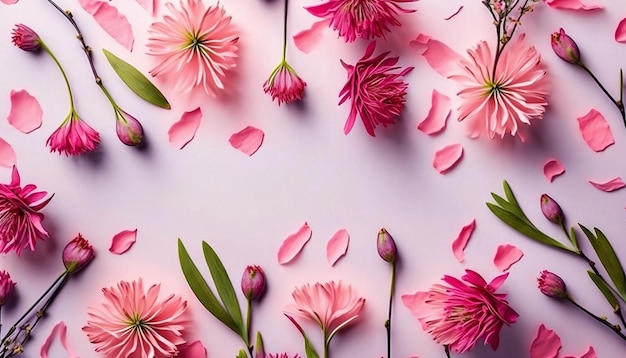 spring background made with pink natural flowers