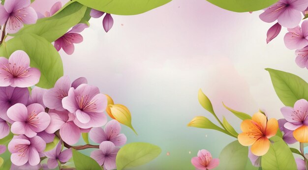 Spring background with flowers AI