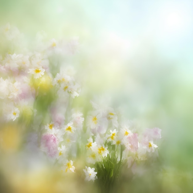 Spring background with flowers soft light