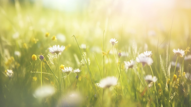 太陽が輝く花の春の背景