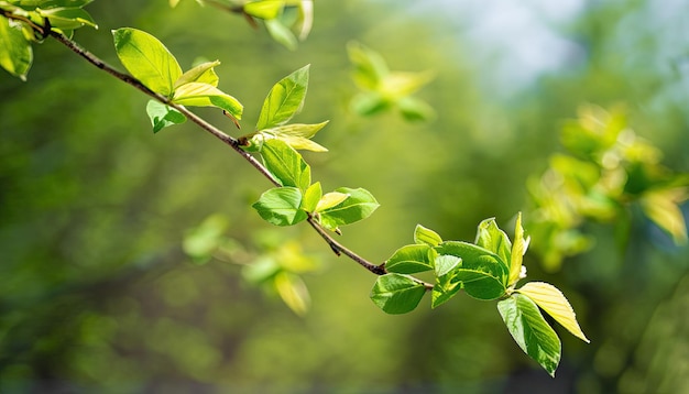 Spring background with a fresh green branch