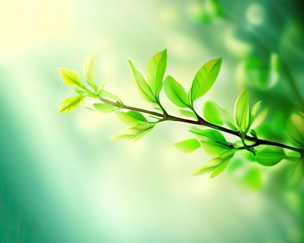 Spring background with a fresh green branch