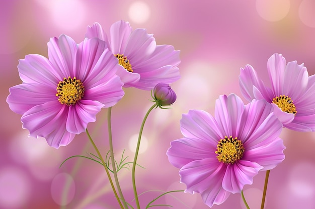 Фото Весенний фон с зелеными и розовыми цветами