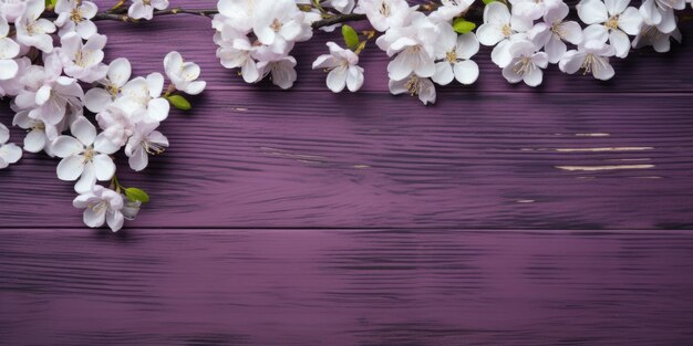 Spring background with white flowers on wooden background