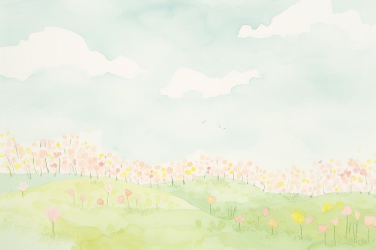 Photo 春の背景を屋外で描く