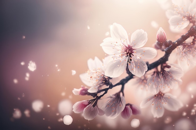 Spring Beauliful Cherry Blossom Фоновая иллюстрация AI Generative