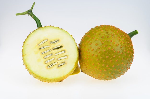 Spring Bitter Cucumber on wooden table