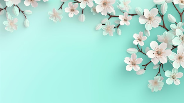 Spring blossom background 3d spring abstract flowers on branch Happy spring concept or banner