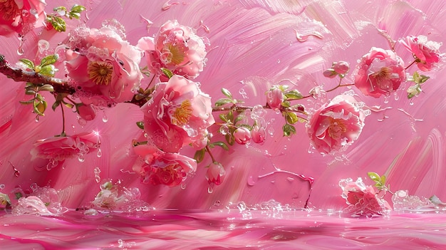 Spring Blossom Serenade Soft Pink Petals Adrift in the Breeze Natures Poetic Tribute to Renewal