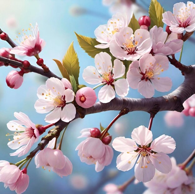 spring blossoming branch of apricot cherry