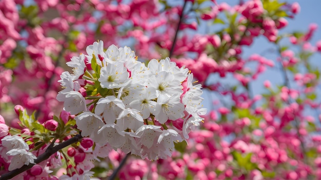 봄 꽃 은 색 으로 가득 찬 아름다운 배경 을 형성 한다