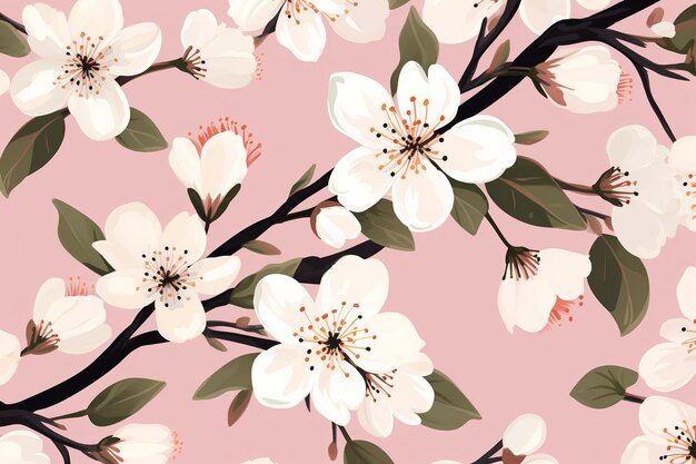 Spring Blossoms Organic Floral Pattern Design Background