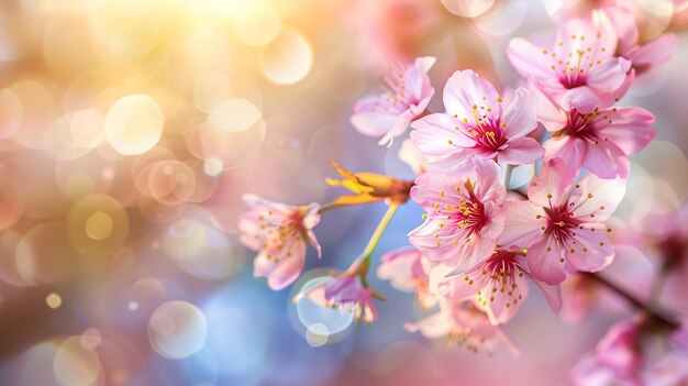 Spring Blossoms Vibrant Floral sprint background with Butterfly daisy sunflower