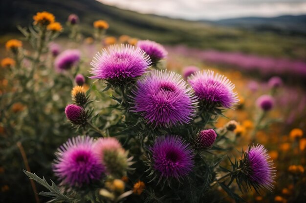 Photo spring blossoms yellow amp purple flowers