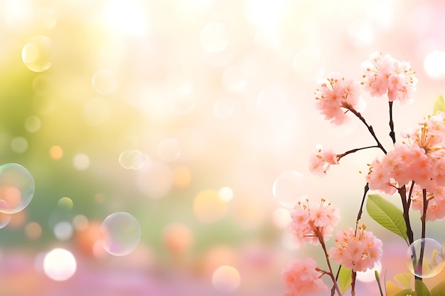 Photo spring bokeh blurred background and copy space